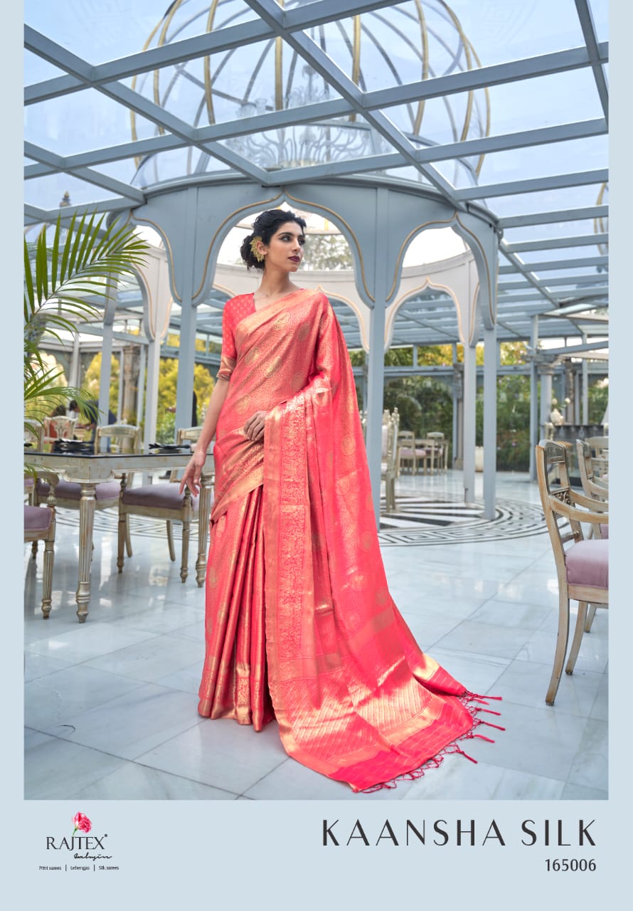 Rajtex Kaansha Latest Fancy  Designer Banarasi silk with soft zari weaving Exclusive Silk Saree Collection